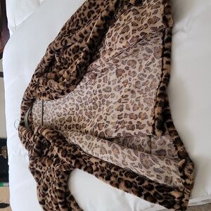 Leopard Print Teddy Jacket - Brown